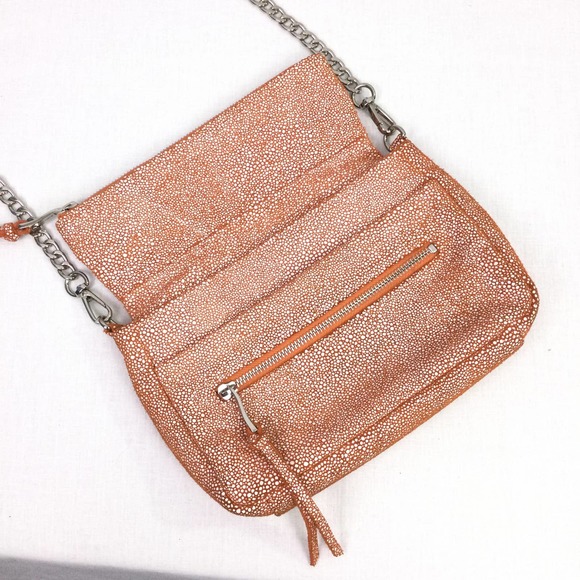 Sorial New York Women's Fabric Flap Over Zippered Chain Link Brown Crossbody - Picture 2 of 16